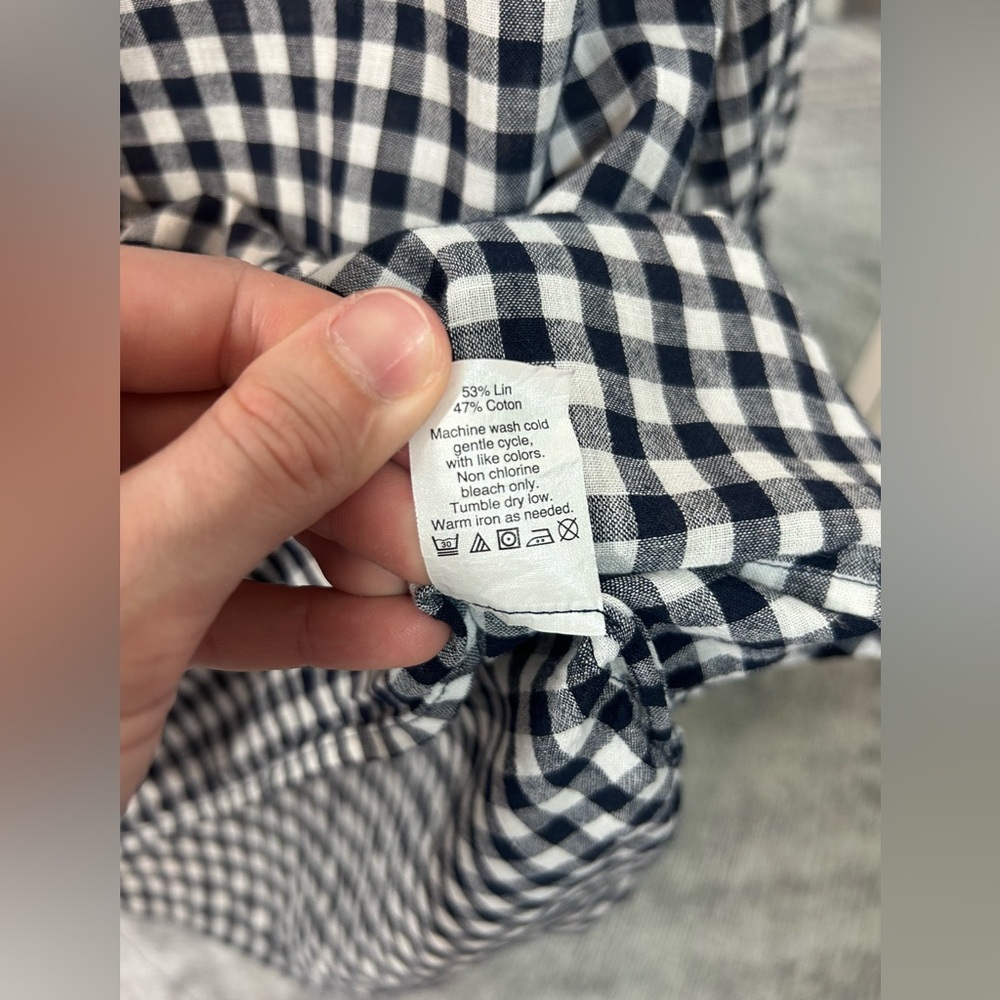 J. Crew Linen & Cotton Blend Gingham Checkered Tunic Gingham Tunic Top Cover Up✨ - Picture 8 of 9